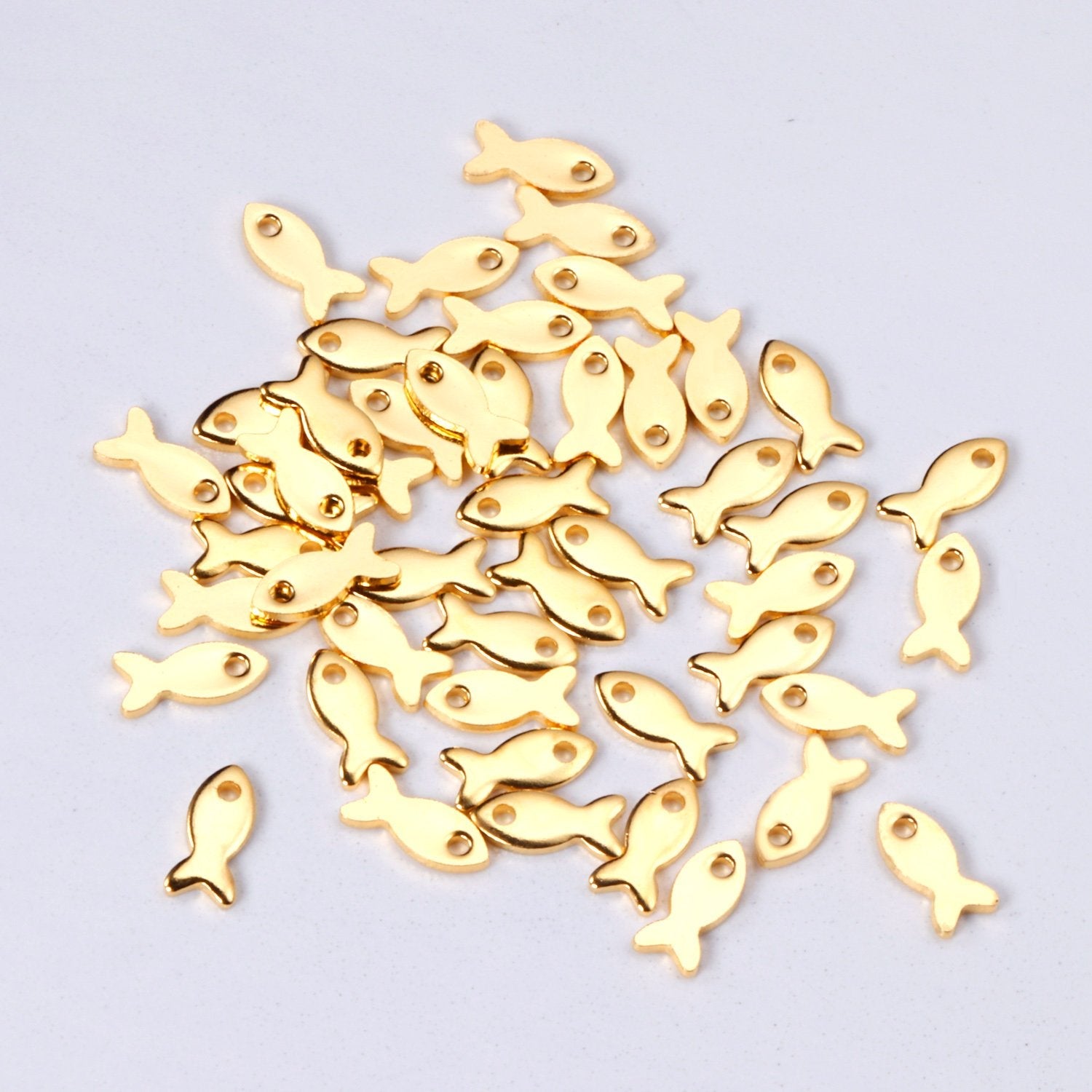 ASON 100pcs/lot Ladies Pendant Fish Shape Pendant Wholesale Stainless Steel For Necklace Bracelet Jewelry Making Supplies asonjewelry